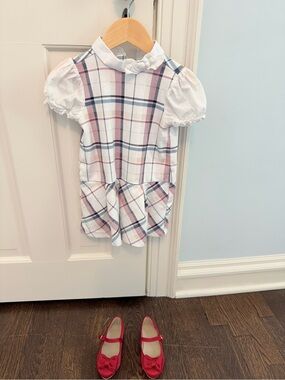 Janie and Jack Plaid Dress with Puff Sleeves 3T